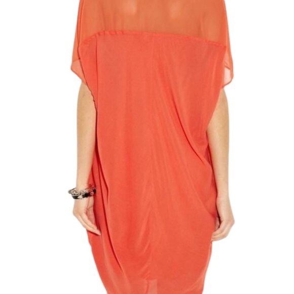 Helmut Lang Oasis Draped Voile Chiffon Dress in Anemone (Orange) - Picture 14 of 16